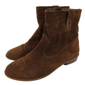 Rebecca Minkoff Women 8.5 M Brown Suede Leather Ankle Boots Booties Distressed